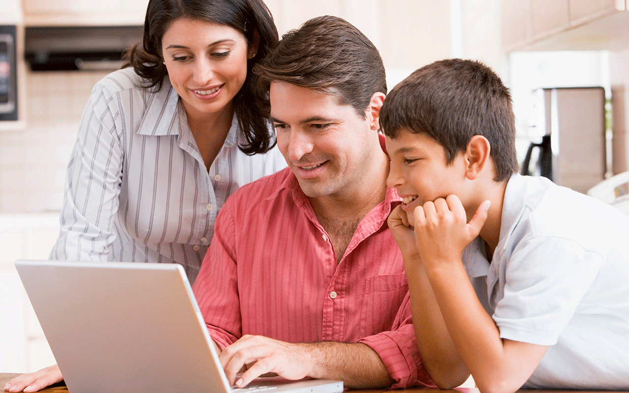 a family researching about moving to another country with children